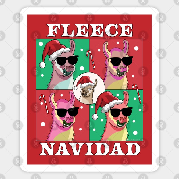 Fleece Navidad Llama - Feliz Navidad Funny Christmas Llama Magnet by OrangeMonkeyArt